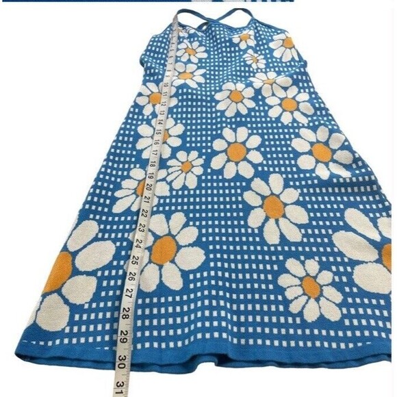 Cider Daisy Knit Dress Blue Cross Back Hippie Sweater Festival Retro Sweet Med - Picture 7 of 8